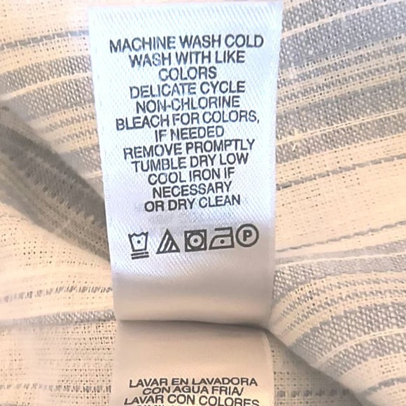 Concepts Linen Blend Button Down Shirt Men's size L Blue White Stipe Long Sleeve - Picture 11 of 15